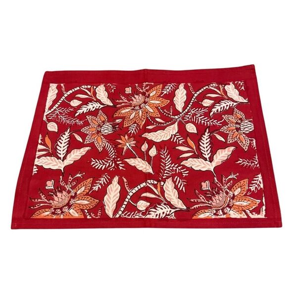NWOT Julia Amory Rouge Chintz Cotton Placemats Set of 8 – Floral Table Linens - Picture 2 of 5